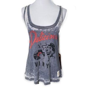 The Original Retro Brand Delicious Vinyl Gray Racerback Tank Top